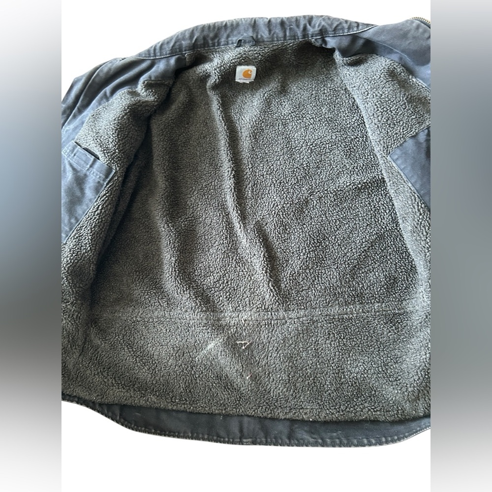 Vintage Carhartt Men’s Black Sherpa Lined Canvas Work Jacket Sz XL - Chore Coat - Picture 12 of 15